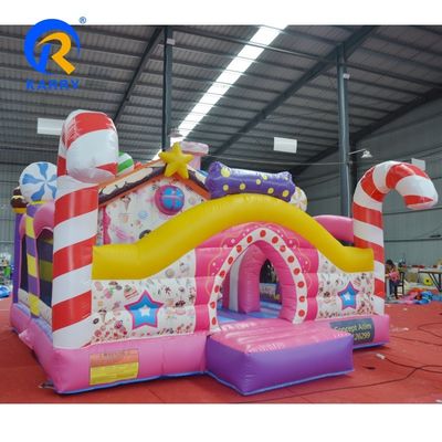 Amusement Aufblasbare Türsteher mit Slide Kids Spiel Süßigkeiten Mädchen Rosa Thema Sprung Schloss