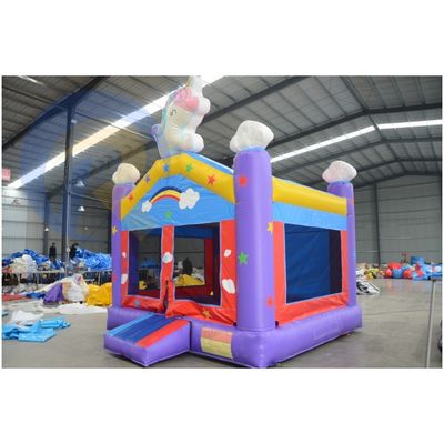 Unisex aufblasbares Sprunghaus mit Folie süßes Cartoon Einhorn PVC Sprungschloss