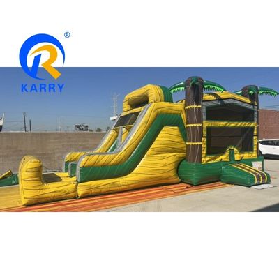 Anpassbares Big Palm Tree Bouncy Castle Slide Combo mit Air Pool und Blaser enthalten
