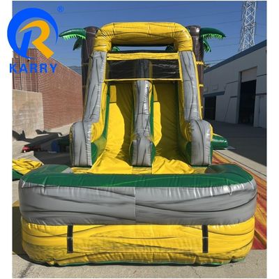 Anpassbares Big Palm Tree Bouncy Castle Slide Combo mit Air Pool und Blaser enthalten