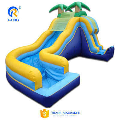 Kommerzielle aufblasbare Wasserrutsche mit Pool- und Palmbaumdesign