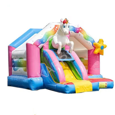 Schloss seit 14 Jahren auf Populärer Outdoor Rainbow Unicorn Sprungschloss mit Slide Combo