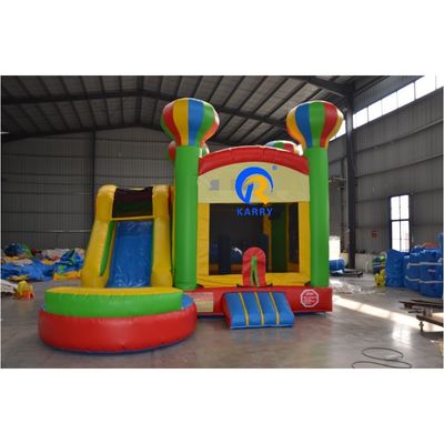 PORTABLE 5 in 1 Regenbogenballon aufblasbare Sprungburg mit Rutsche und Trampolin