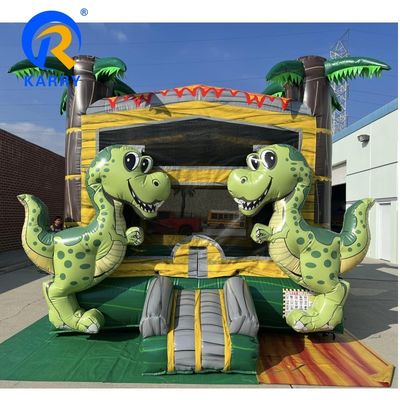 Tropische Dinosaurier kommerzielle aufblasbare Burg Party Miete mit benutzerdefiniertem Logo