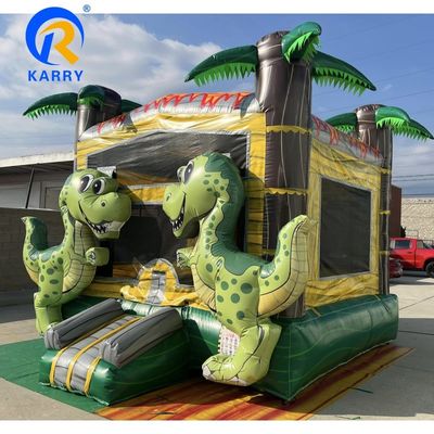 Tropische Dinosaurier kommerzielle aufblasbare Burg Party Miete mit benutzerdefiniertem Logo