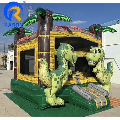 Tropische Dinosaurier kommerzielle aufblasbare Burg Party Miete mit benutzerdefiniertem Logo