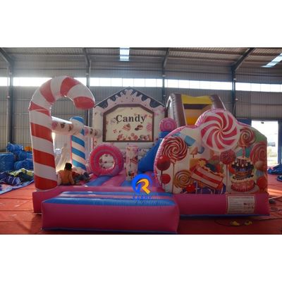 Kinder Outdoor-Spielplatz Aufblasbare PVC-Candy-Haus Sprunghaus Combo Wasserrutsche