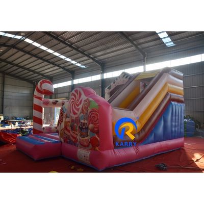 Kinder Outdoor-Spielplatz Aufblasbare PVC-Candy-Haus Sprunghaus Combo Wasserrutsche