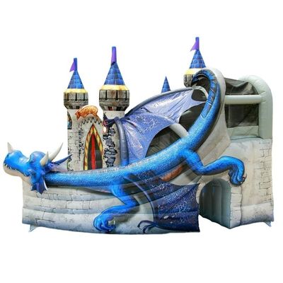 5x4m 18*16ft Blauer Dinosaurier Sprungkasten Rutschkombo mit professionellem OEM-Service