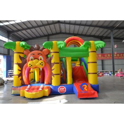 Anpassung Akzeptierte Cartoon Lion PVC aufblasbare Bouncer Slide Combo für Kinderspiel