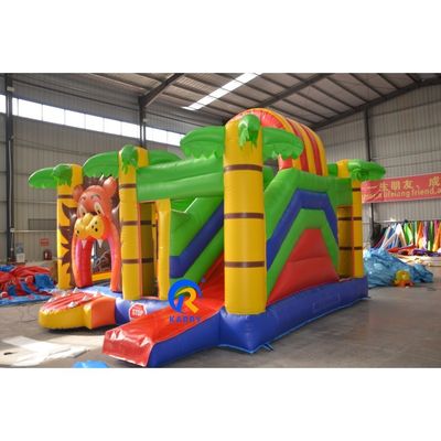 Anpassung Akzeptierte Cartoon Lion PVC aufblasbare Bouncer Slide Combo für Kinderspiel