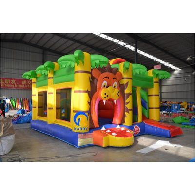 Anpassung Akzeptierte Cartoon Lion PVC aufblasbare Bouncer Slide Combo für Kinderspiel