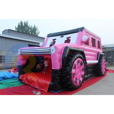 Pink aufblasbare Jeep Schloss Rutschkombination Bouncer SUV Sprung Schloss mit Blaser