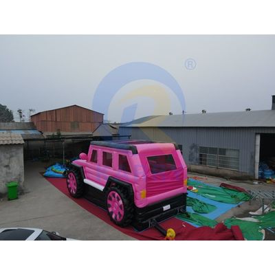 Pink aufblasbare Jeep Schloss Rutschkombination Bouncer SUV Sprung Schloss mit Blaser