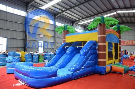 Unisex aufblasbares Sprunghaus mit Rutsche 2024 Kombination aus Palmbaum-Trampolin-Rutsche