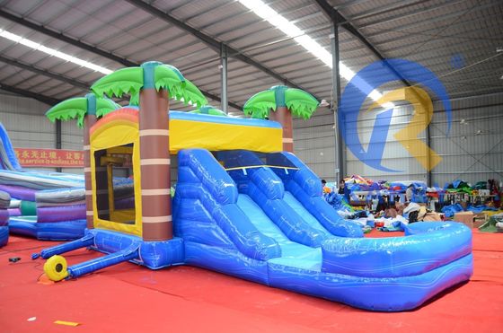 Unisex aufblasbares Sprunghaus mit Rutsche 2024 Kombination aus Palmbaum-Trampolin-Rutsche