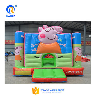Unisex Hot Pink Cartoon Pig Bouncy Castle mit Rutsche und maßgeschneiderten See PVC Abenteuer