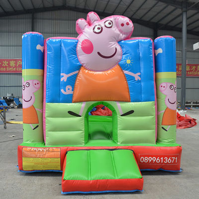 Unisex Hot Pink Cartoon Pig Bouncy Castle mit Rutsche und maßgeschneiderten See PVC Abenteuer