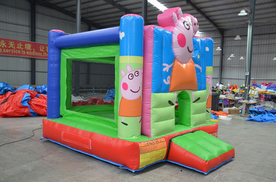 Unisex Hot Pink Cartoon Pig Bouncy Castle mit Rutsche und maßgeschneiderten See PVC Abenteuer
