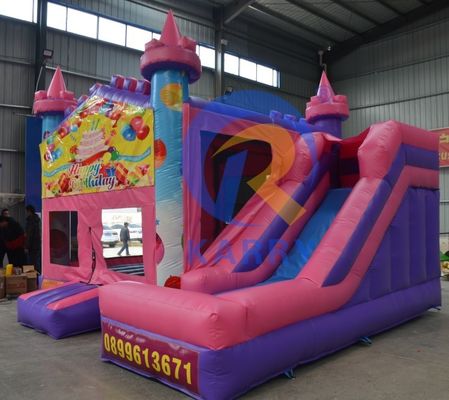 14 Jahre hoch PVC Geburtstagsfeier aufblasbare Sprungburg mit 5*5m-Rutsche und Zubehör