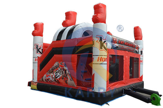 Bouncy Red 3D Racing Castle Slide Combo mit aufblasbarem Bouncer Castle und Logo