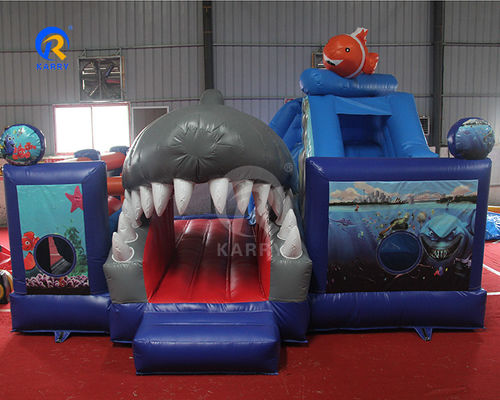 Unisex-Kinder-Wasser-Spaß-Stadt mit Rutsche und Hindernis aufblasbare Sprungburg