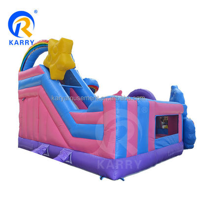Outdoor-Kommerzielles Kind Hindernis-Toggan aufblasbares Sprunghaus Einhorn Regenbogen-Thema