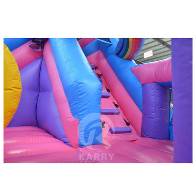 Outdoor Fun Commercial 0,55mm PVC Rainbow Unicorn Aufblaser mit nasser Trockenrutsche