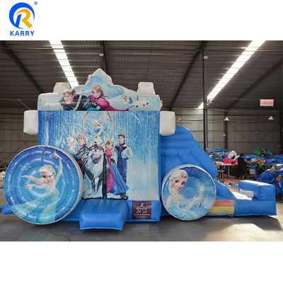 14 Years Up Gefrierter Wagen Aufblasbares Sprunghaus mit Folie Populärer Cartoon Sprungburg