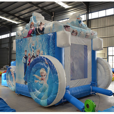 14 Years Up Gefrierter Wagen Aufblasbares Sprunghaus mit Folie Populärer Cartoon Sprungburg
