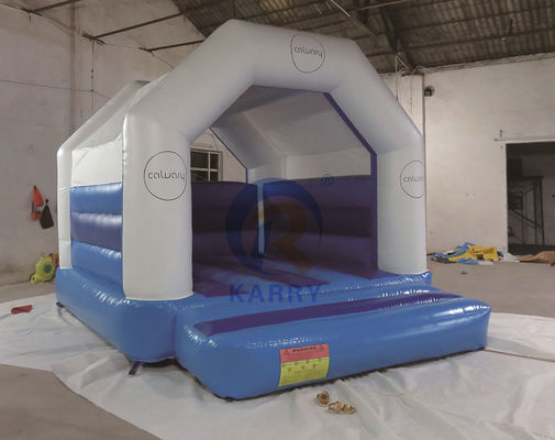 Weiß-blau gewerbliche Sprungburg aufblasbares Sprunghaus für Unisex-Spielplatz
