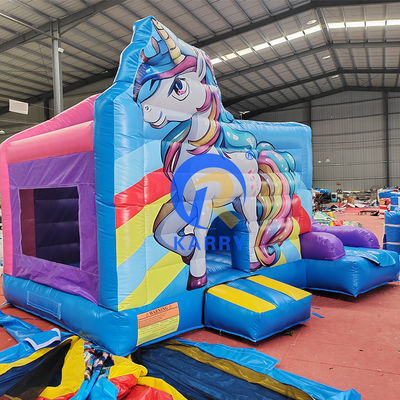 Individuelle Größe Aufblaserhäuser Sprunghaus Wasserrutsche mit Regenbogen-Einhorn-Design