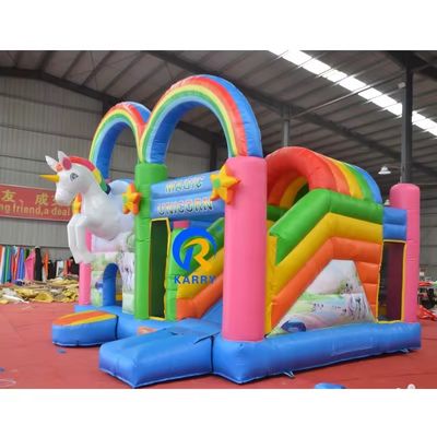 Funktionen Portable Rainbow Unicorn aufblasbare Combo für Erwachsene Springen und Kinderparty