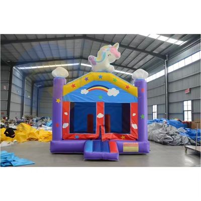 Funktionen Portable Rainbow Unicorn aufblasbare Combo für Erwachsene Springen und Kinderparty