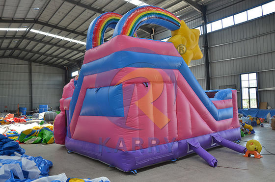 Rainbow Double Unicorn Air Trampolin aufblasbare Schloss Rutsche Combo H14ft für Party-Events