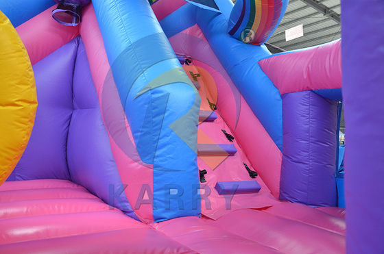 Rainbow Double Unicorn Air Trampolin aufblasbare Schloss Rutsche Combo H14ft für Party-Events