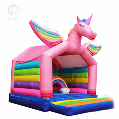 Kommerzielle Regenbogen-Punkte-Einhorn aufblasbare Sprungburg Combo-Slide OEM akzeptabel