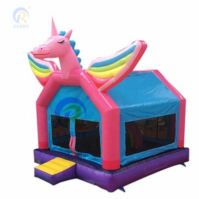 Kommerzielle Regenbogen-Punkte-Einhorn aufblasbare Sprungburg Combo-Slide OEM akzeptabel