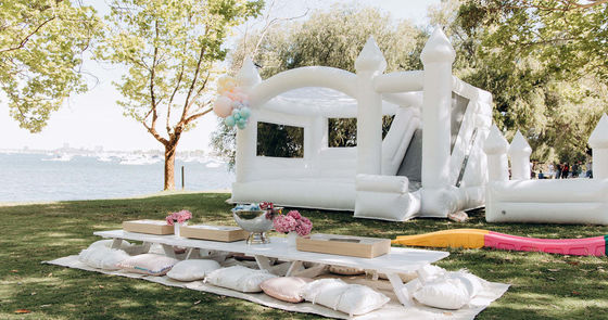 Outdoor-Kids-Party-Must-Have-Weiß aufblasbare Hochzeit Sprunghaus mit Rutsche