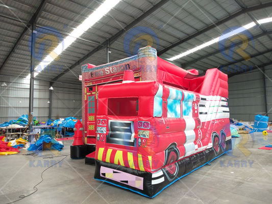 Unisex-Kinder aufblasbare Feuerwache Themenbouncer House mit Sprung-Slide Combo