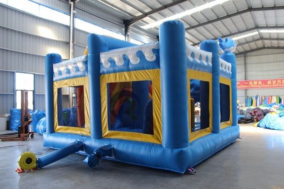 Unisex-Außenspielplatz 5*5m kommerzielles aufblasbares Delphin-Sprunghaus mit Rutsche