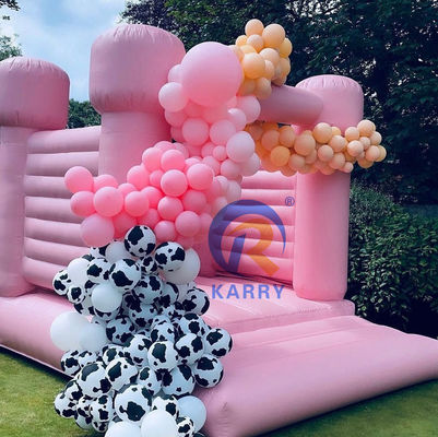 Hochzeitsfeier Hochzeitsschloss Tragbare und langlebige leichte rosa aufblasbare Trampoline