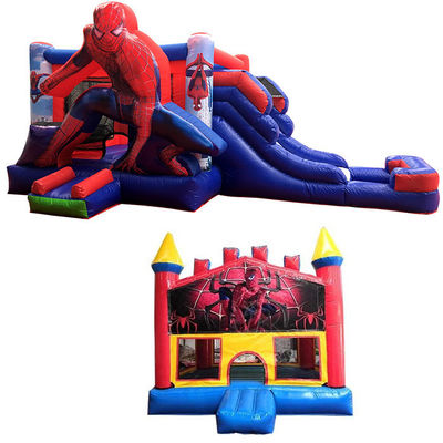 14 Jahre auf Altersgrenze Commercial PVC Spiderman aufblasbarer Türsteher Haus mit Rutsche