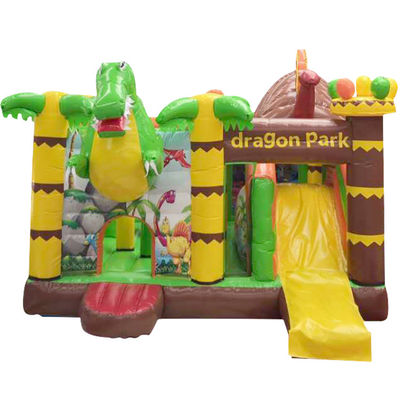 Kinder Dinosaurier Vergnügungspark Sprungkasten mit Rutschen-Set aufblasbarer Dino Park Combo