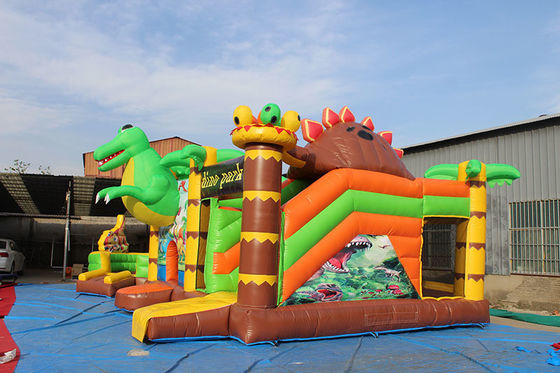Kinder Dinosaurier Vergnügungspark Sprungkasten mit Rutschen-Set aufblasbarer Dino Park Combo