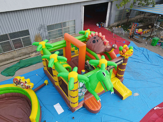 Kinder Dinosaurier Vergnügungspark Sprungkasten mit Rutschen-Set aufblasbarer Dino Park Combo