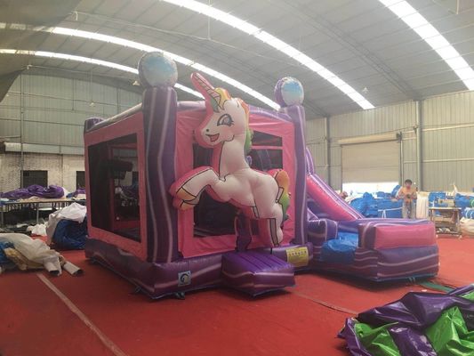 PORTABLE Sprungschloss-Kombinationsrutsche mit EN71-Zertifizierung Regenbogen-Einhorn und Rutsche