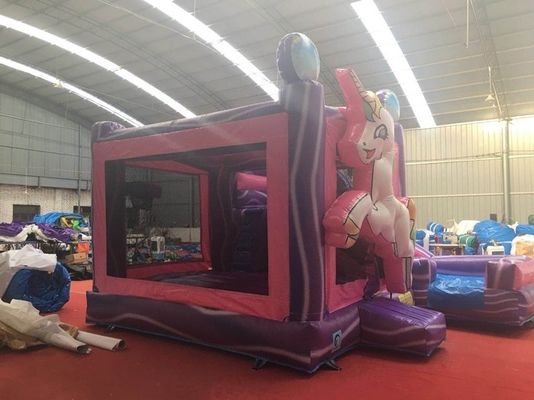 PORTABLE Sprungschloss-Kombinationsrutsche mit EN71-Zertifizierung Regenbogen-Einhorn und Rutsche