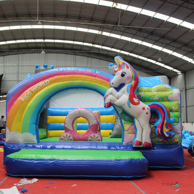 PVC-Kinder aufblasbares Einhorn-Bouncer Handels-Einhorn-Schloss mit eingeschlossenem Bläser