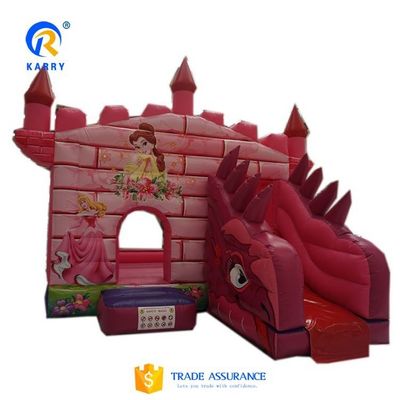 Kleinkind Pink Castle Aufblasbare Chamäleon Sprungkasten Combo Rutsche mit Zubehör